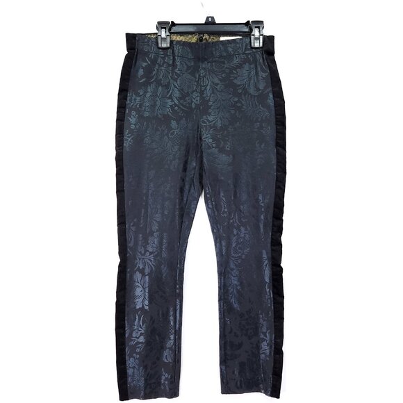 Anthropologie Jacquard Pants Size 0 The Essential Foil-Printed Tuxedo Trousers - Picture 2 of 15
